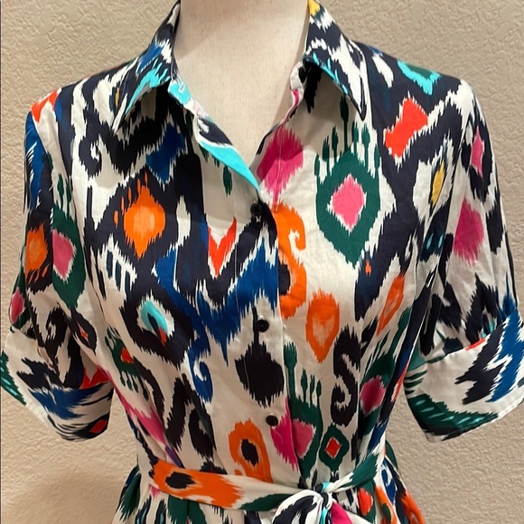 VILAGALLO Button Down Dress with Notched Collar SZ 42/Lg - Picture 2 of 8